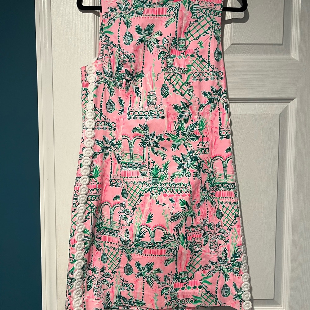 Pink and Green Tropical Print Dress